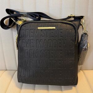 Steve Madden Embossed Black Messenger Bag